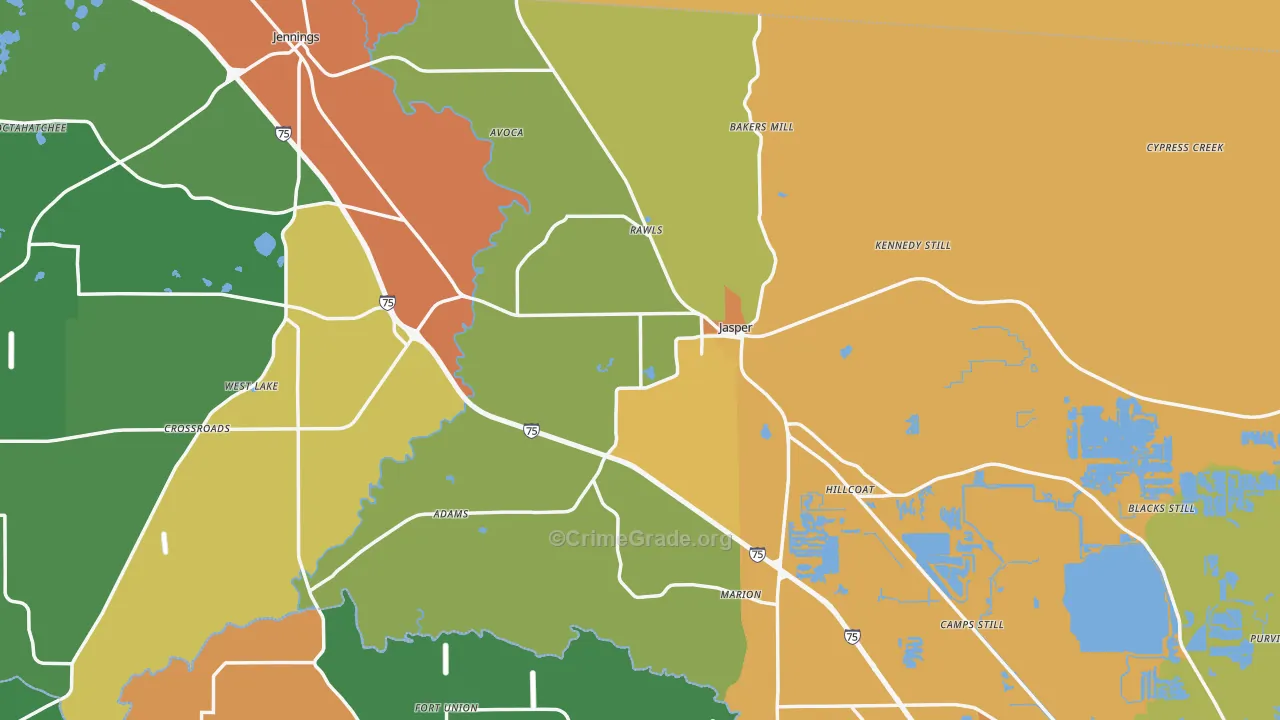 Jasper, FL Map of Drug-Related Crime Rates