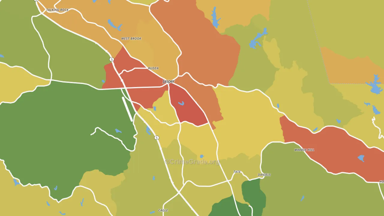 Jasper, GA Map of Drug-Related Crime Rates