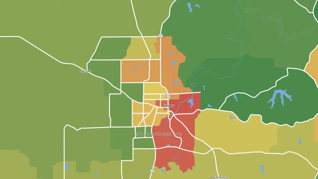 Jasper, IN Map of Drug-Related Crime Rates
