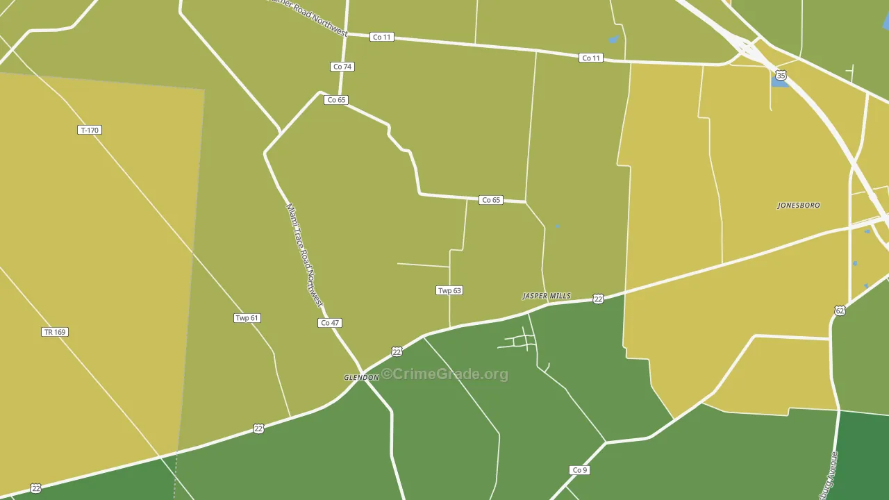 Jasper Mills, OH Map of Drug-Related Crime Rates