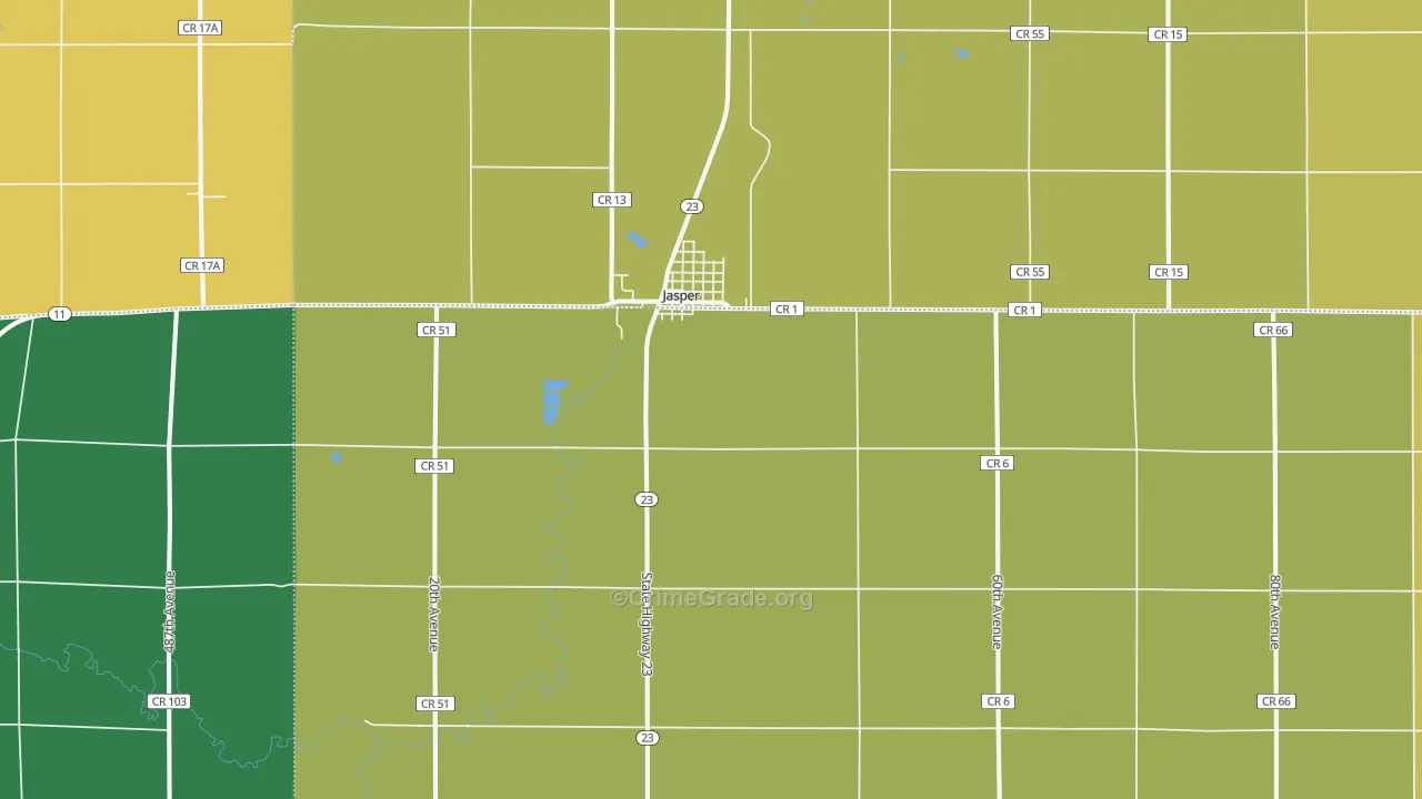 Jasper, MN Map of Drug-Related Crime Rates