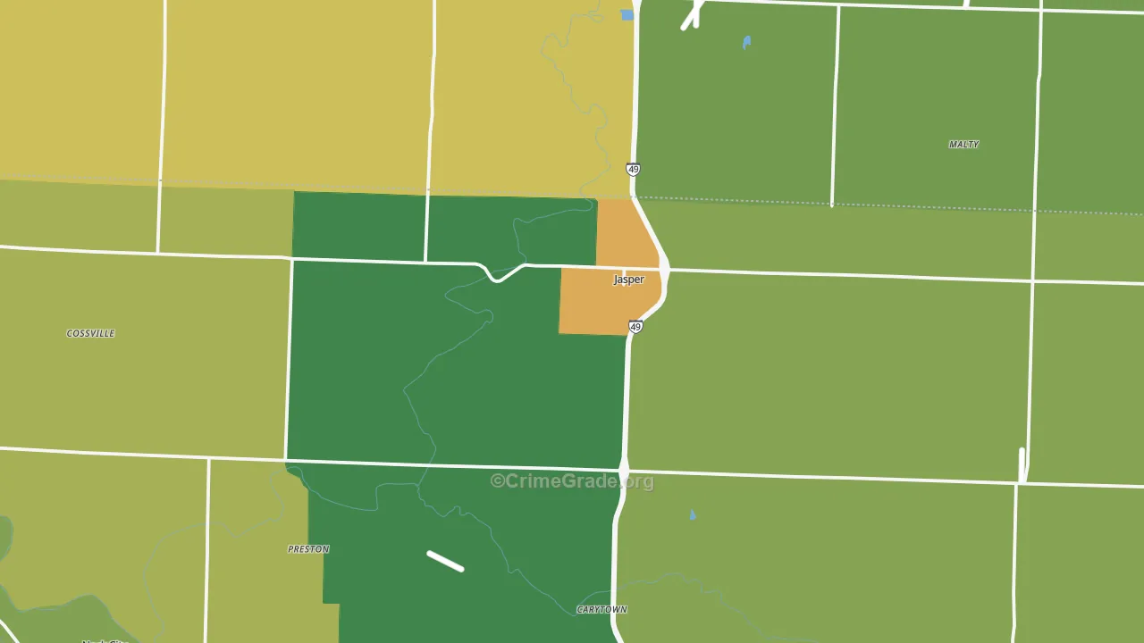 Jasper, MO Map of Drug-Related Crime Rates