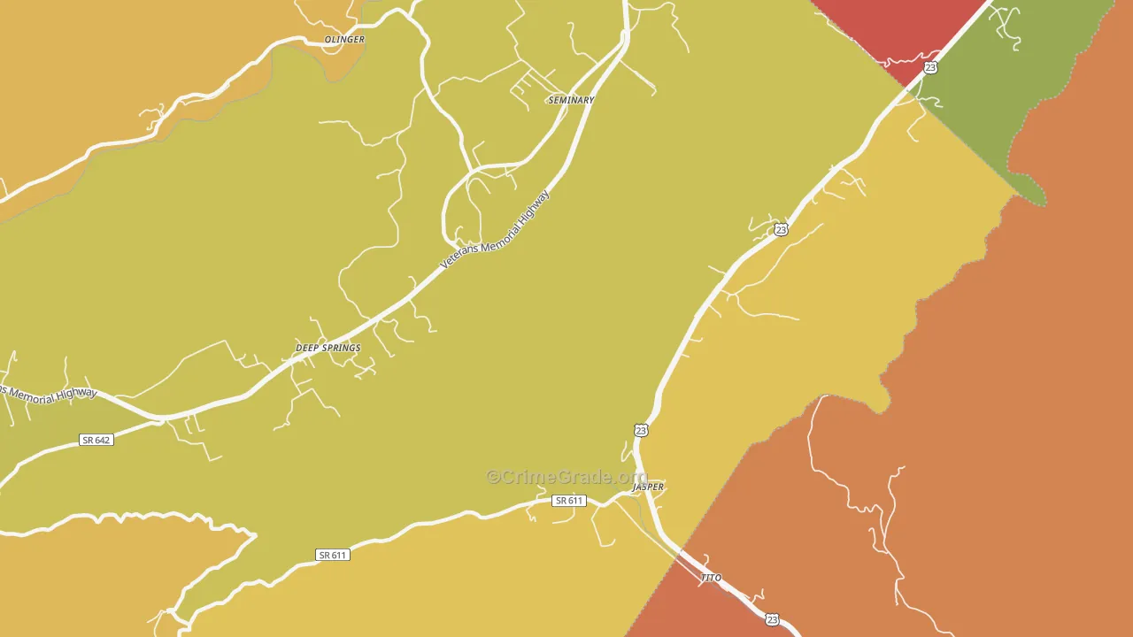 Jasper, VA Map of Drug-Related Crime Rates