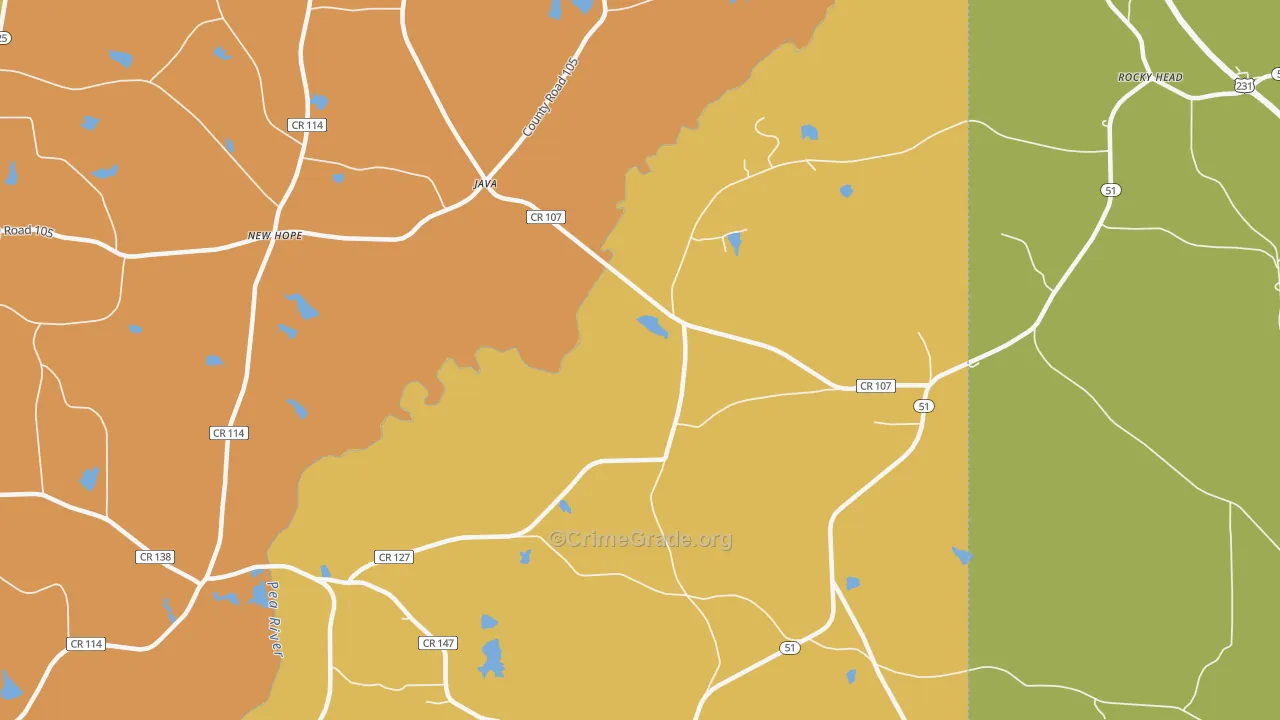 Java, AL Map of Drug-Related Crime Rates