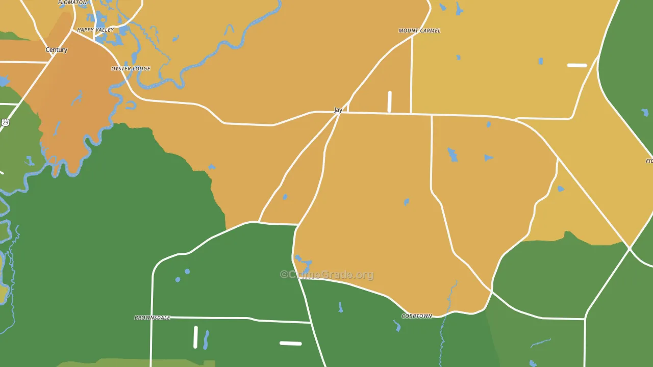 Jay, FL Map of Drug-Related Crime Rates