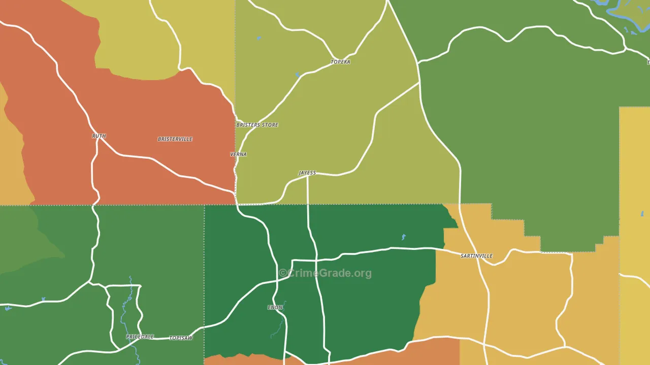 Jayess, MS Map of Drug-Related Crime Rates