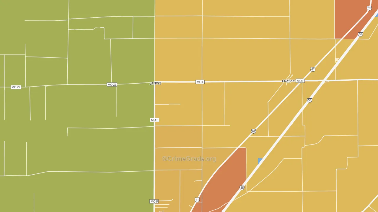 Jaywye, MO Map of Drug-Related Crime Rates