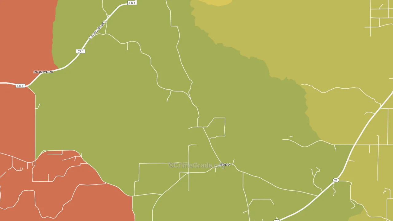 Jeddo, AL Map of Drug-Related Crime Rates