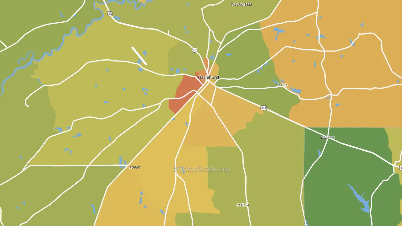 Jeff Davis County, GA Map of Drug-Related Crime Rates