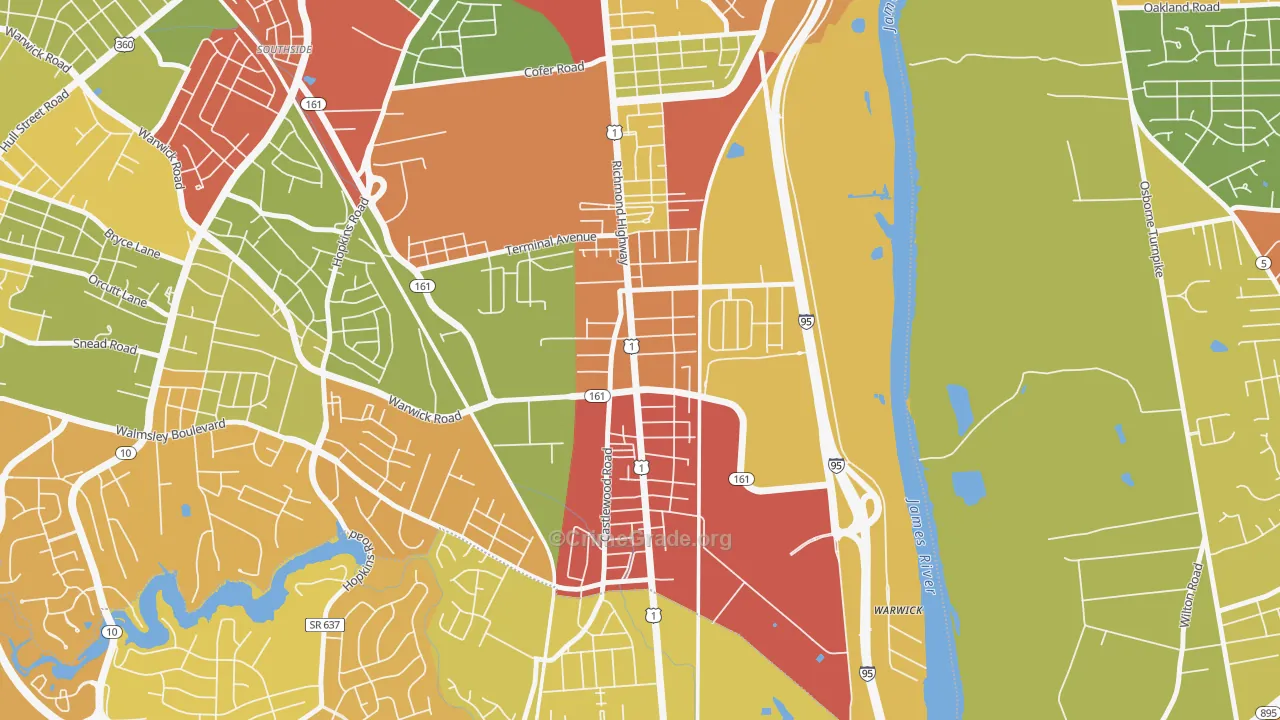 Jeff Davis, Richmond, VA Map of Drug-Related Crime Rates
