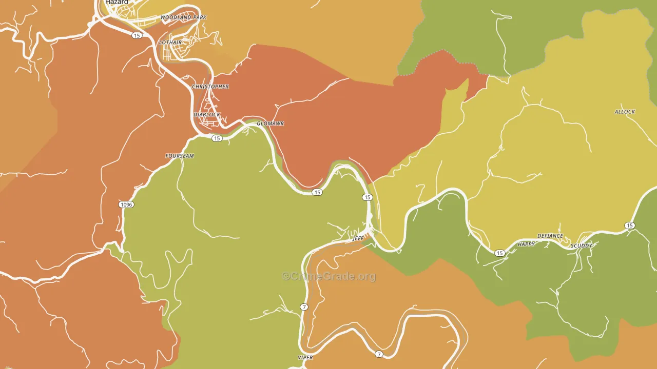 Jeff, KY Map of Drug-Related Crime Rates