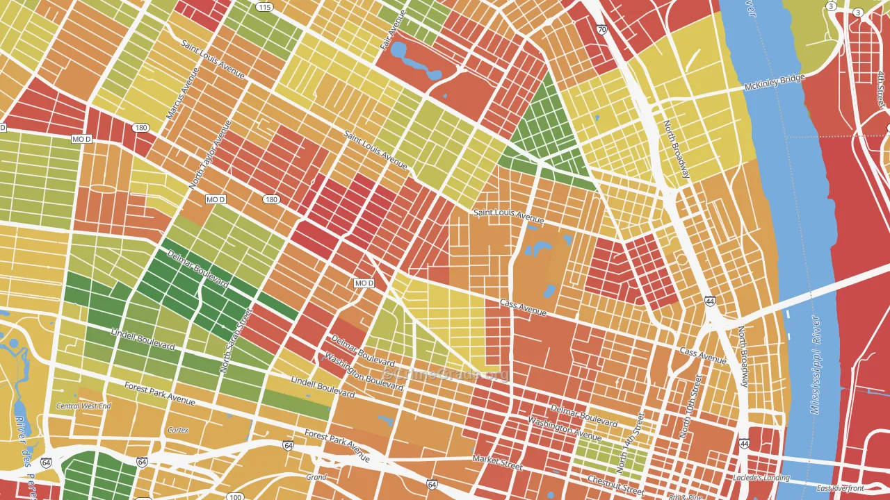 Jeff-Vander-Lou, St. Louis, MO Map of Drug-Related Crime Rates