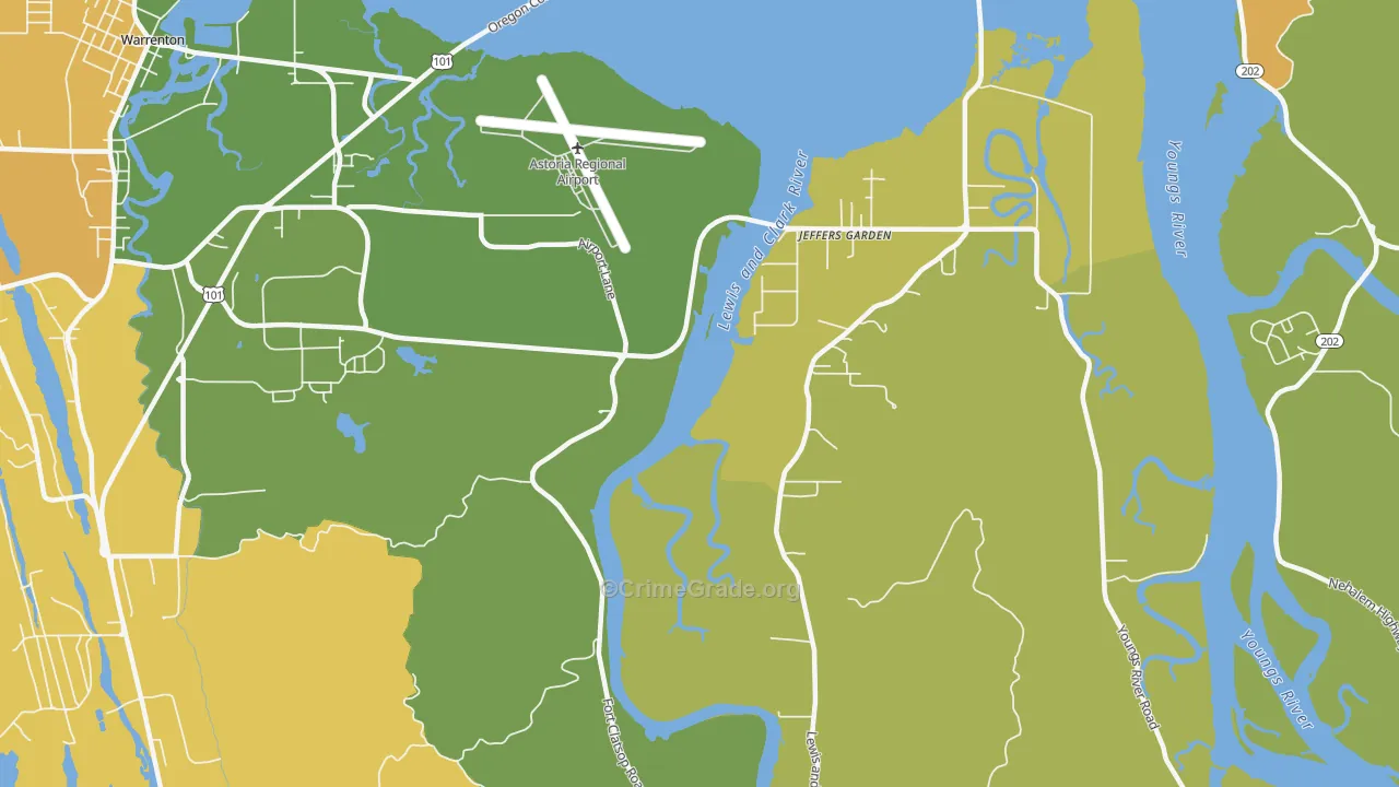 Jeffers Garden, OR Map of Drug-Related Crime Rates