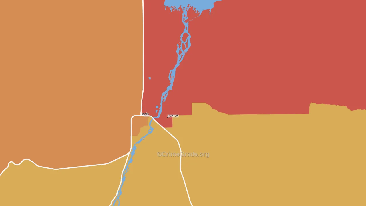 Jeffers, MT Map of Drug-Related Crime Rates