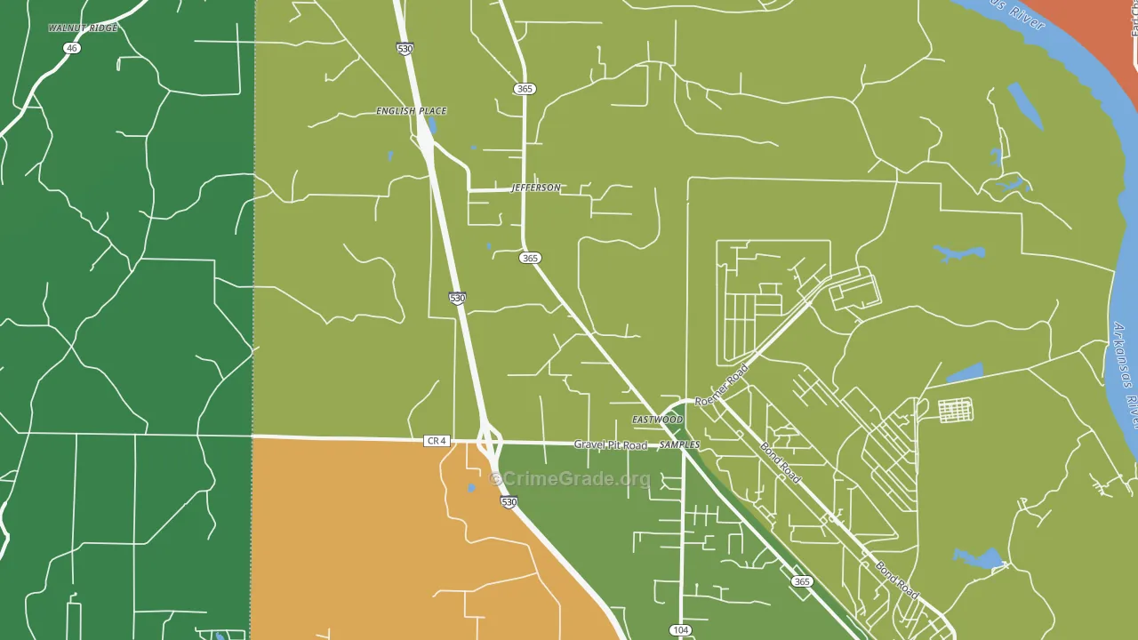 Jefferson, AR Map of Drug-Related Crime Rates