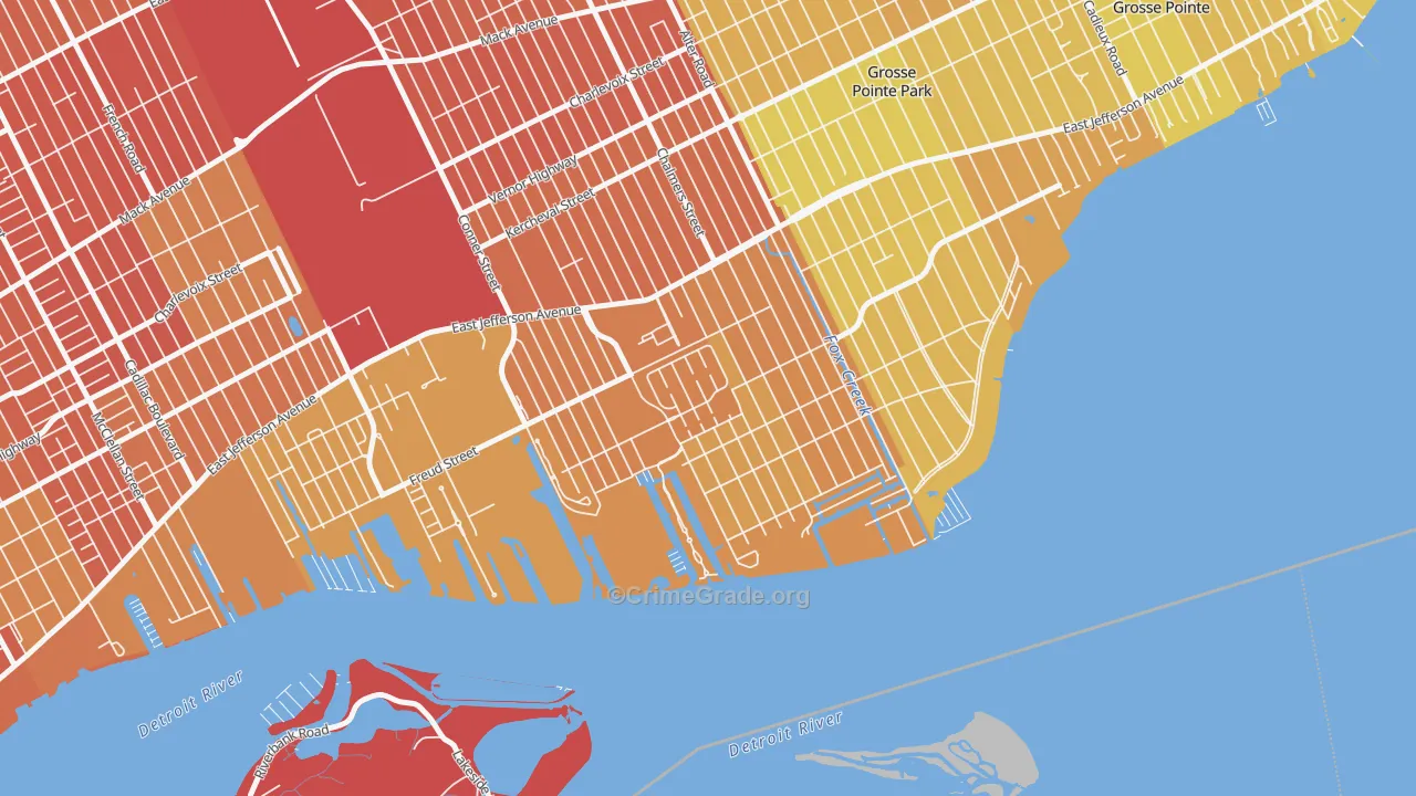 Jefferson Chalmers, Detroit, MI Map of Drug-Related Crime Rates