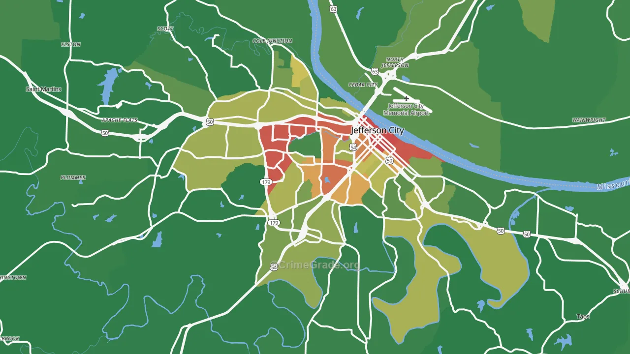 Jefferson City, MO Map of Drug-Related Crime Rates