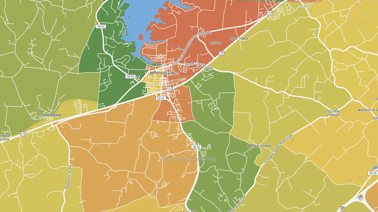 Jefferson City, TN Map of Drug-Related Crime Rates