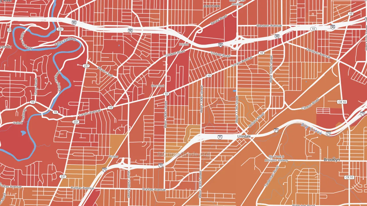 Jefferson, Cleveland, OH Map of Drug-Related Crime Rates
