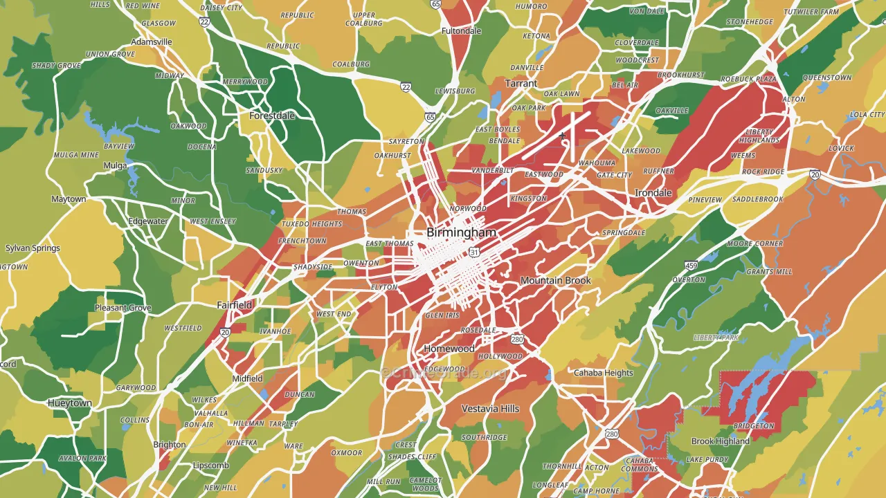 Jefferson County, AL Map of Drug-Related Crime Rates