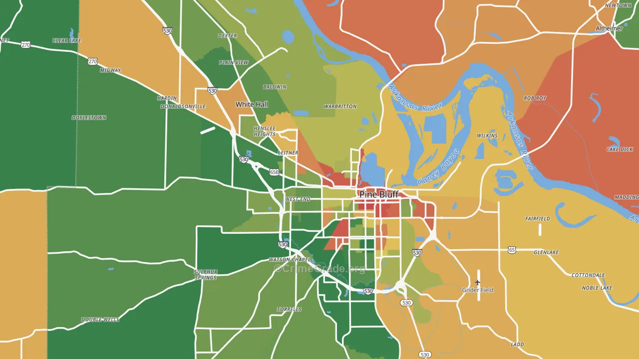 Jefferson County, AR Map of Drug-Related Crime Rates