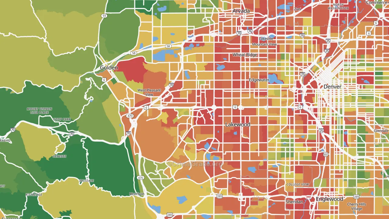 Jefferson County, CO Map of Drug-Related Crime Rates