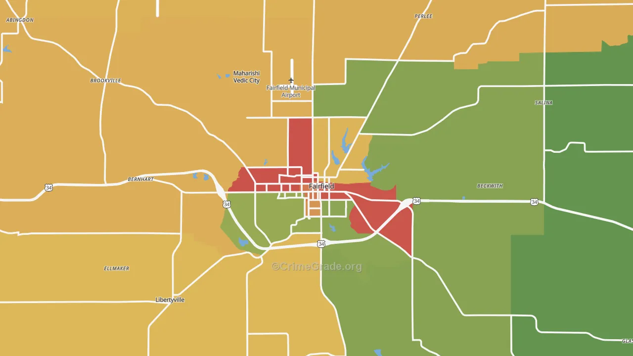 Jefferson County, IA Map of Drug-Related Crime Rates