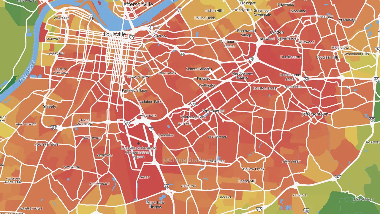 Jefferson County, KY Map of Drug-Related Crime Rates