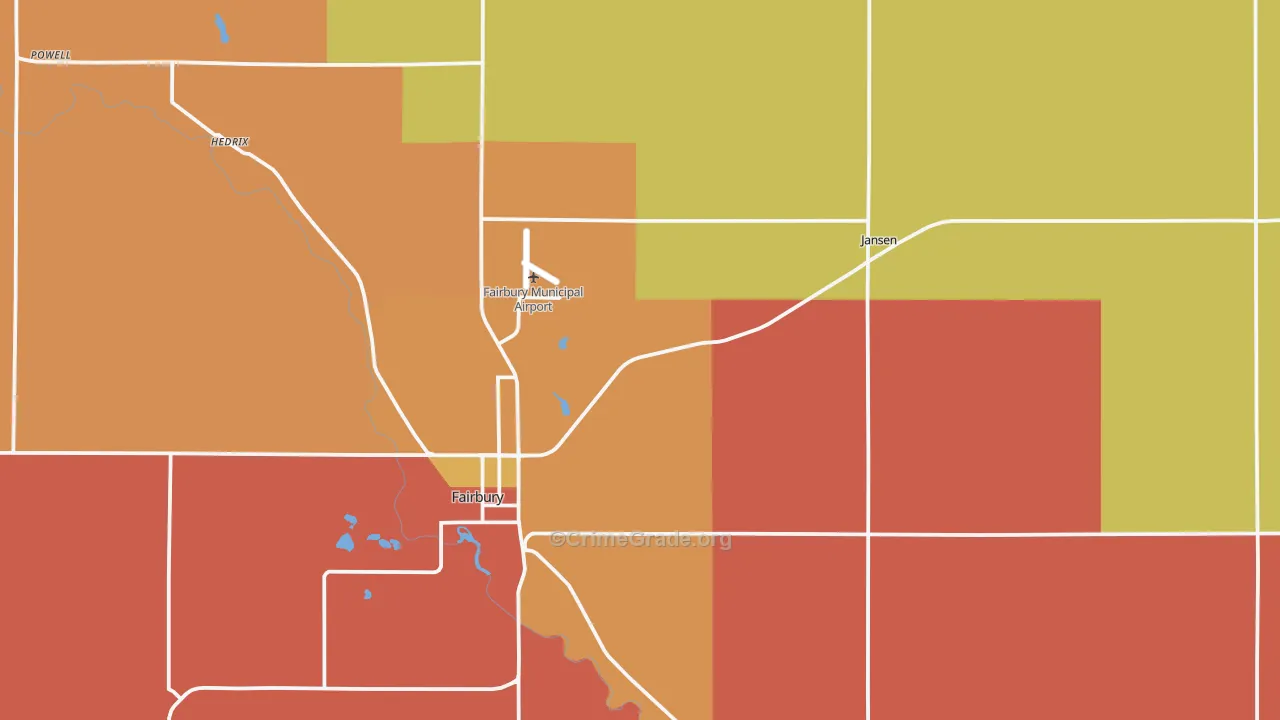 Jefferson County, NE Map of Drug-Related Crime Rates