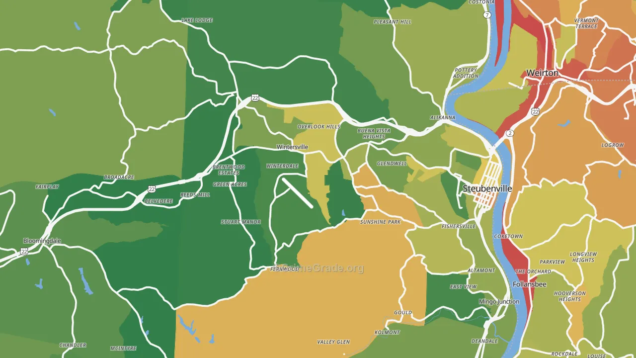 Jefferson County, OH Map of Drug-Related Crime Rates