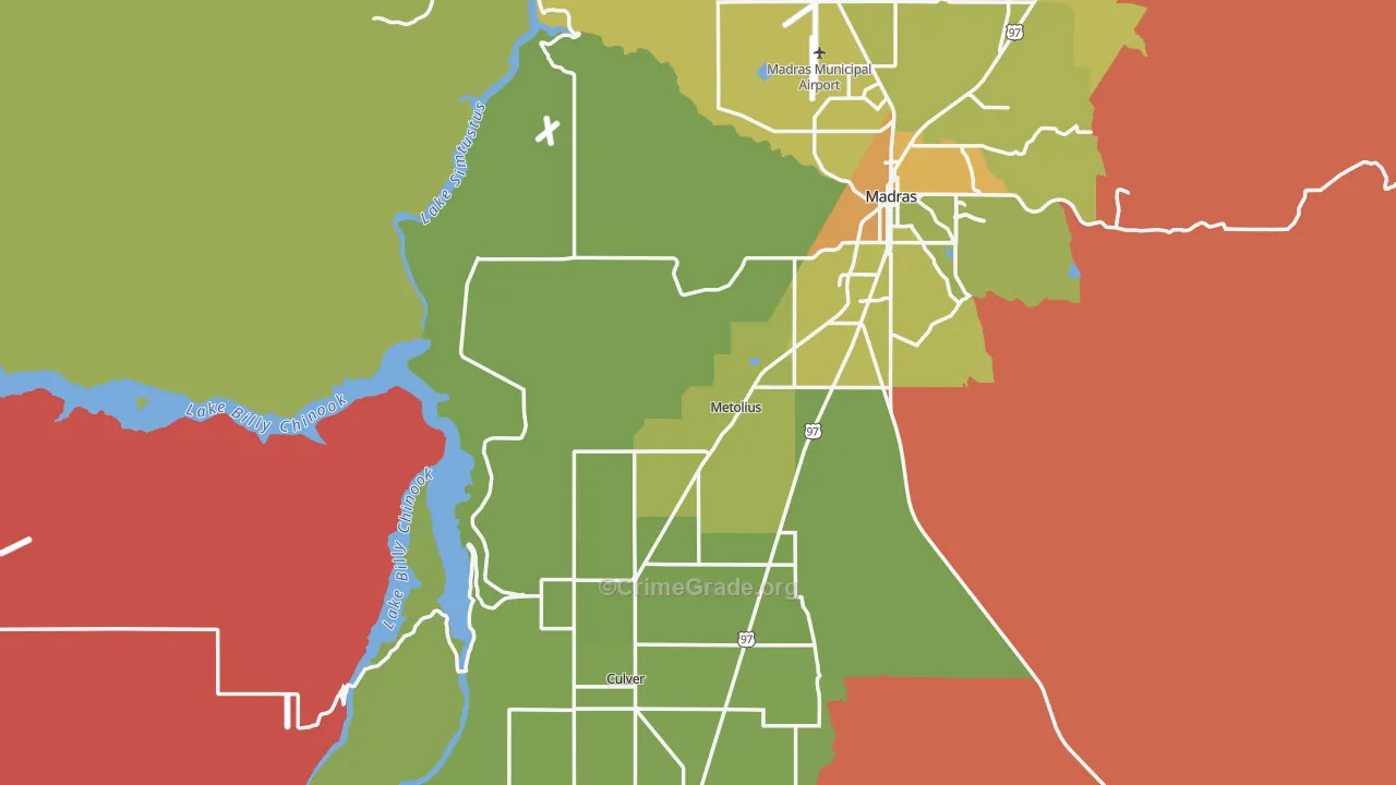 Jefferson County, OR Map of Drug-Related Crime Rates