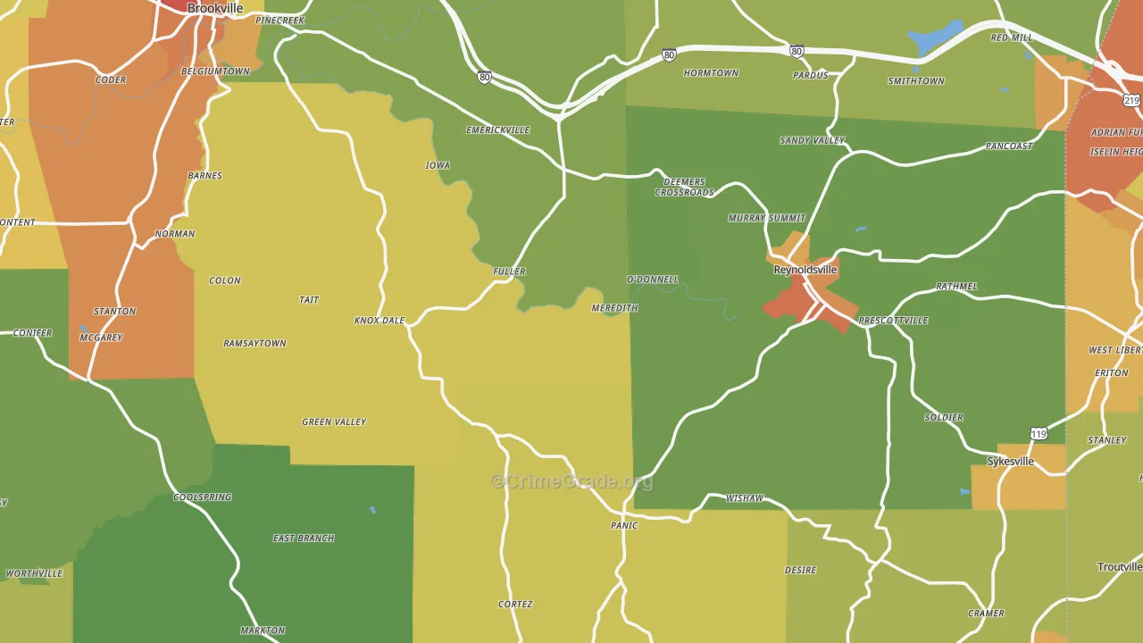 Jefferson County, PA Map of Drug-Related Crime Rates