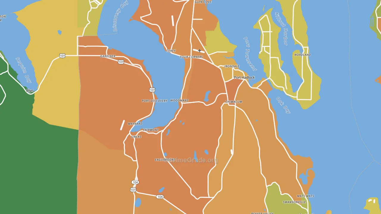 Jefferson County, WA Map of Drug-Related Crime Rates