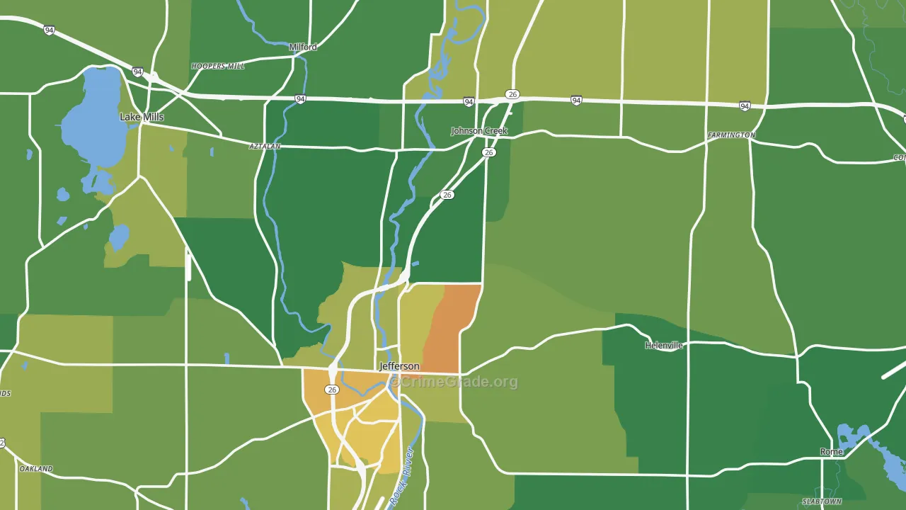 Jefferson County, WI Map of Drug-Related Crime Rates