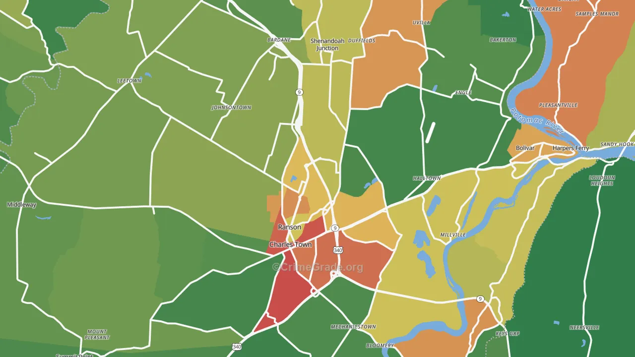 Jefferson County, WV Map of Drug-Related Crime Rates