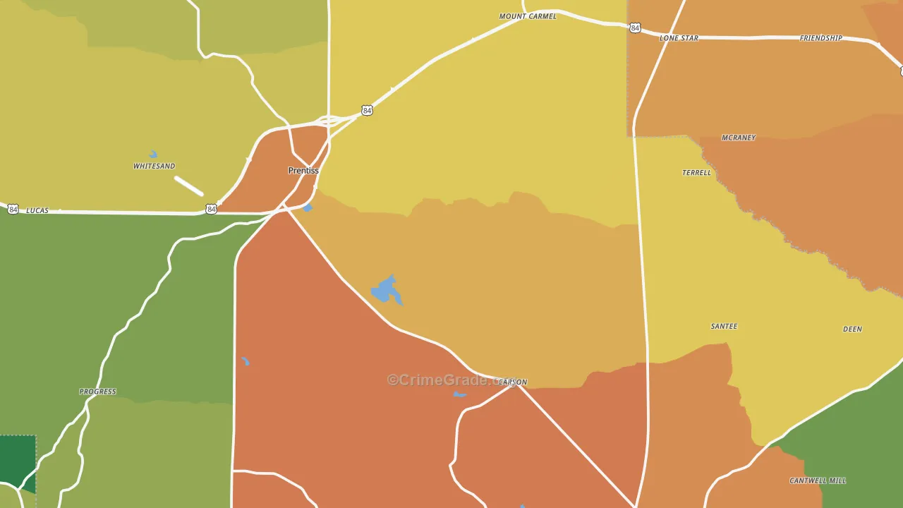 Jefferson Davis County, MS Map of Drug-Related Crime Rates