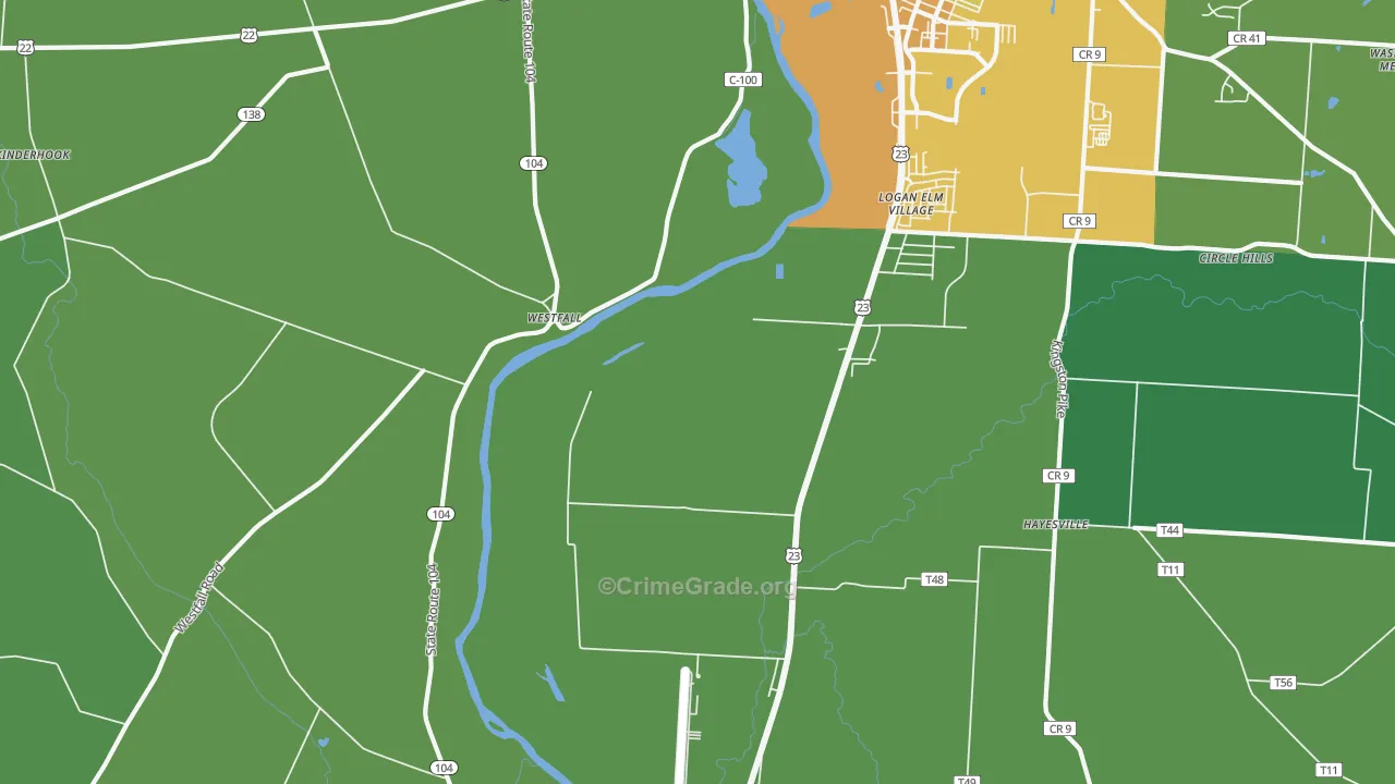 Jefferson Estates, OH Map of Drug-Related Crime Rates