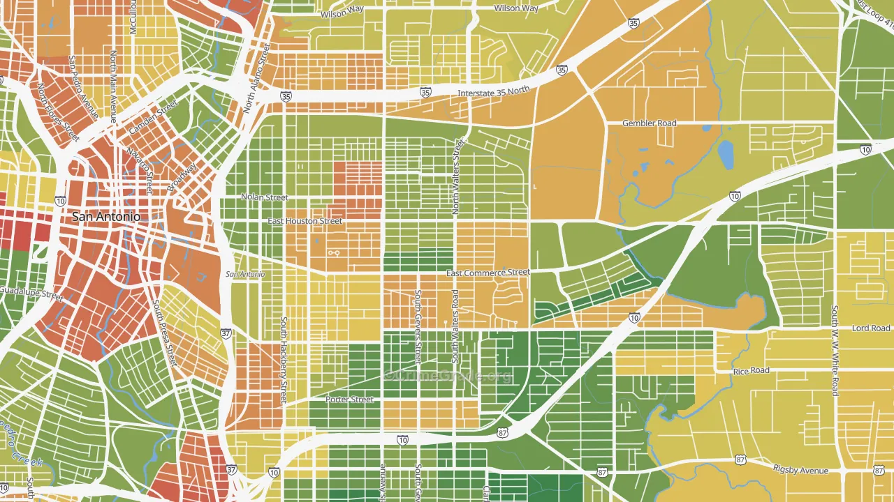 Jefferson Heights, San Antonio, TX Map of Drug-Related Crime Rates