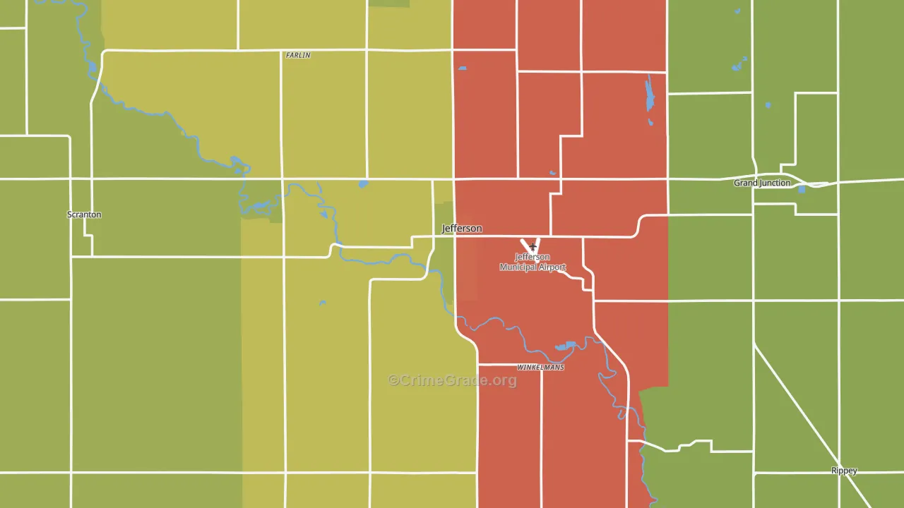 Jefferson, IA Map of Drug-Related Crime Rates