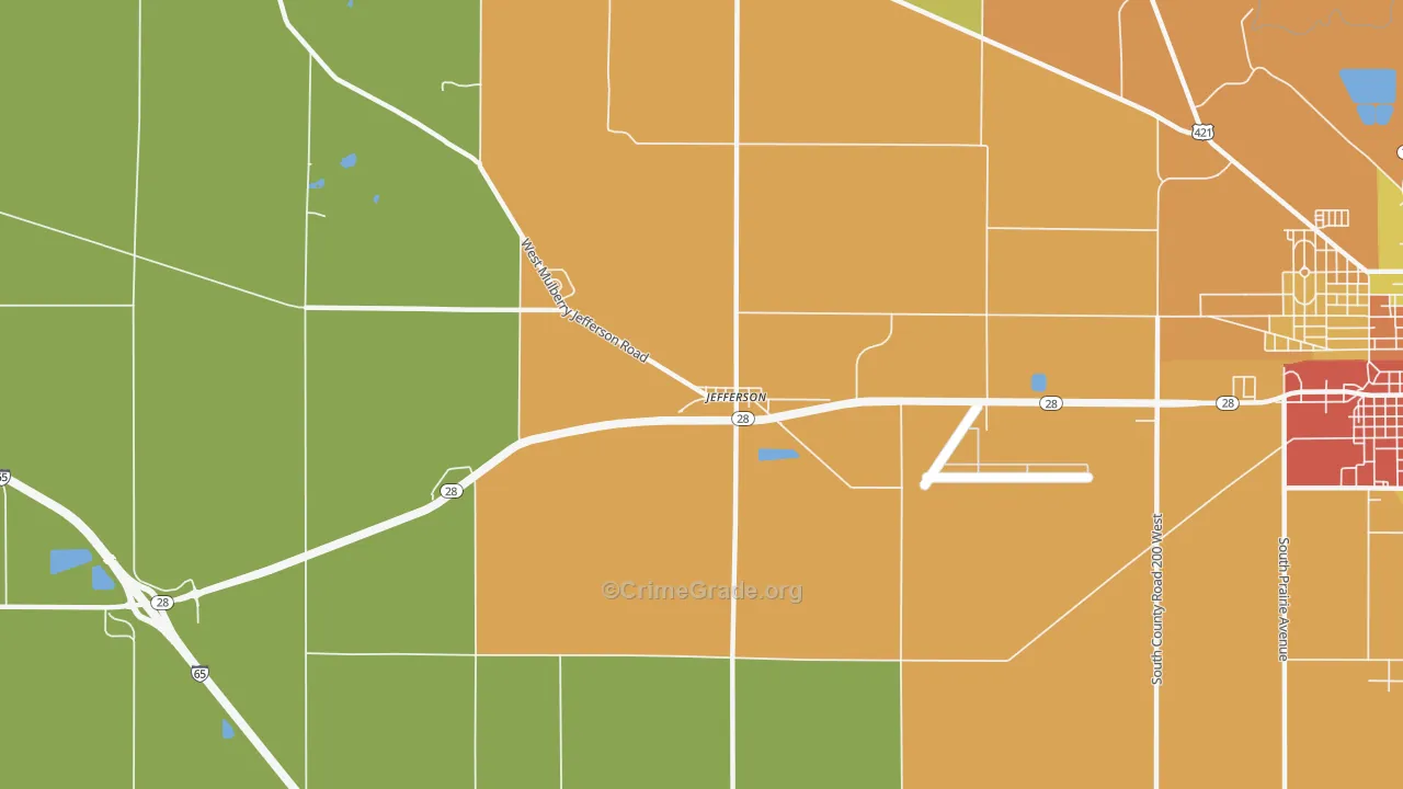 Jefferson, IN Map of Drug-Related Crime Rates
