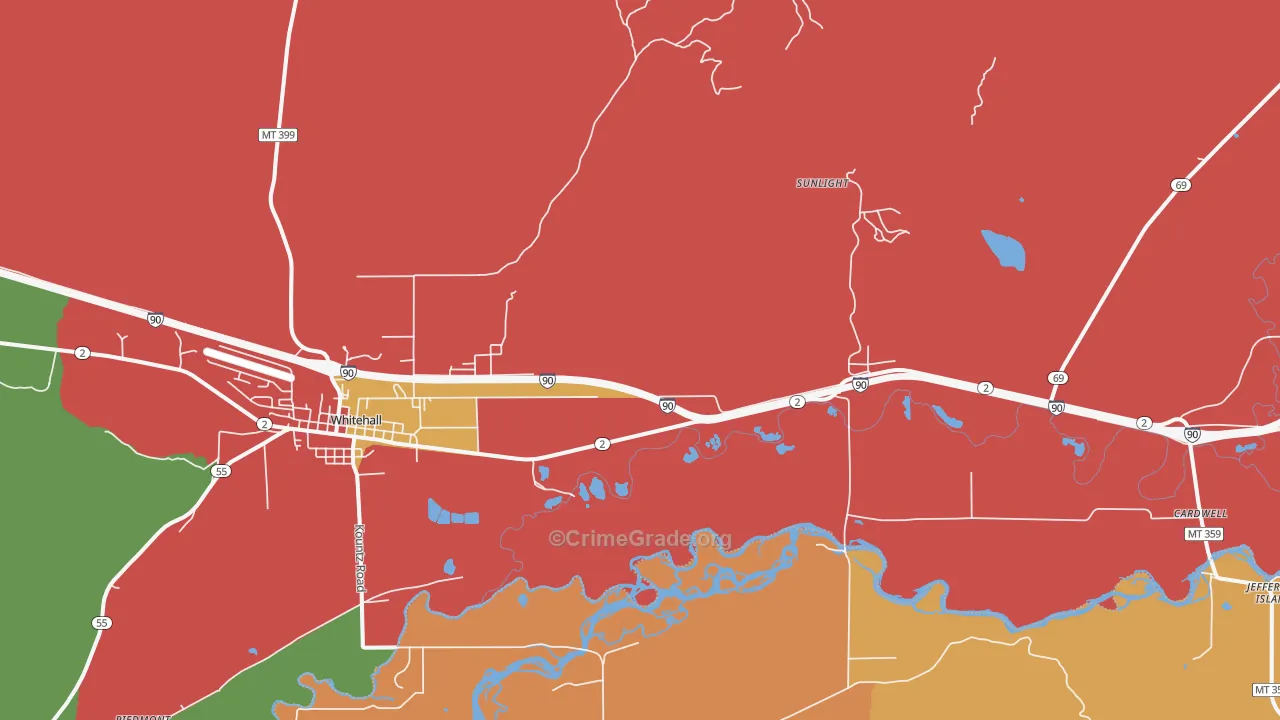 Jefferson Island, MT Map of Drug-Related Crime Rates