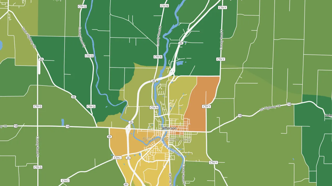 Jefferson Junction, WI Map of Drug-Related Crime Rates