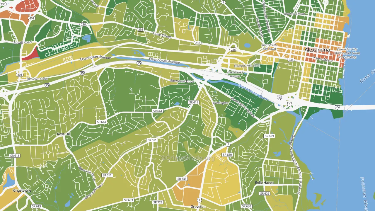 Jefferson Manor, VA Map of Drug-Related Crime Rates