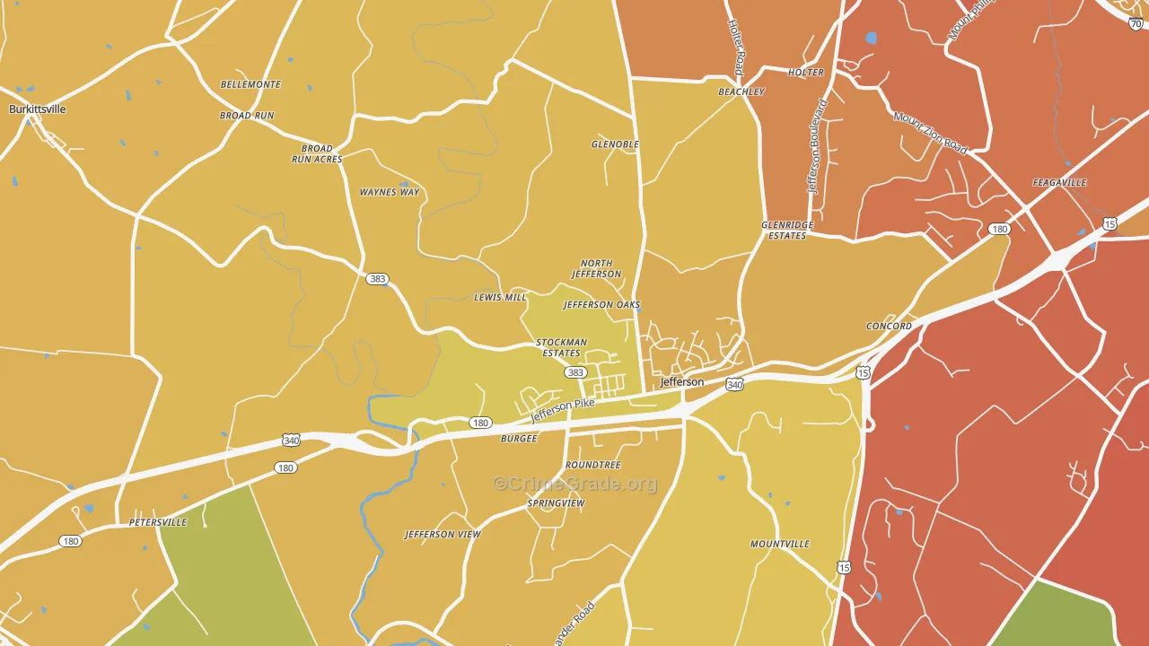 Jefferson, MD Map of Drug-Related Crime Rates