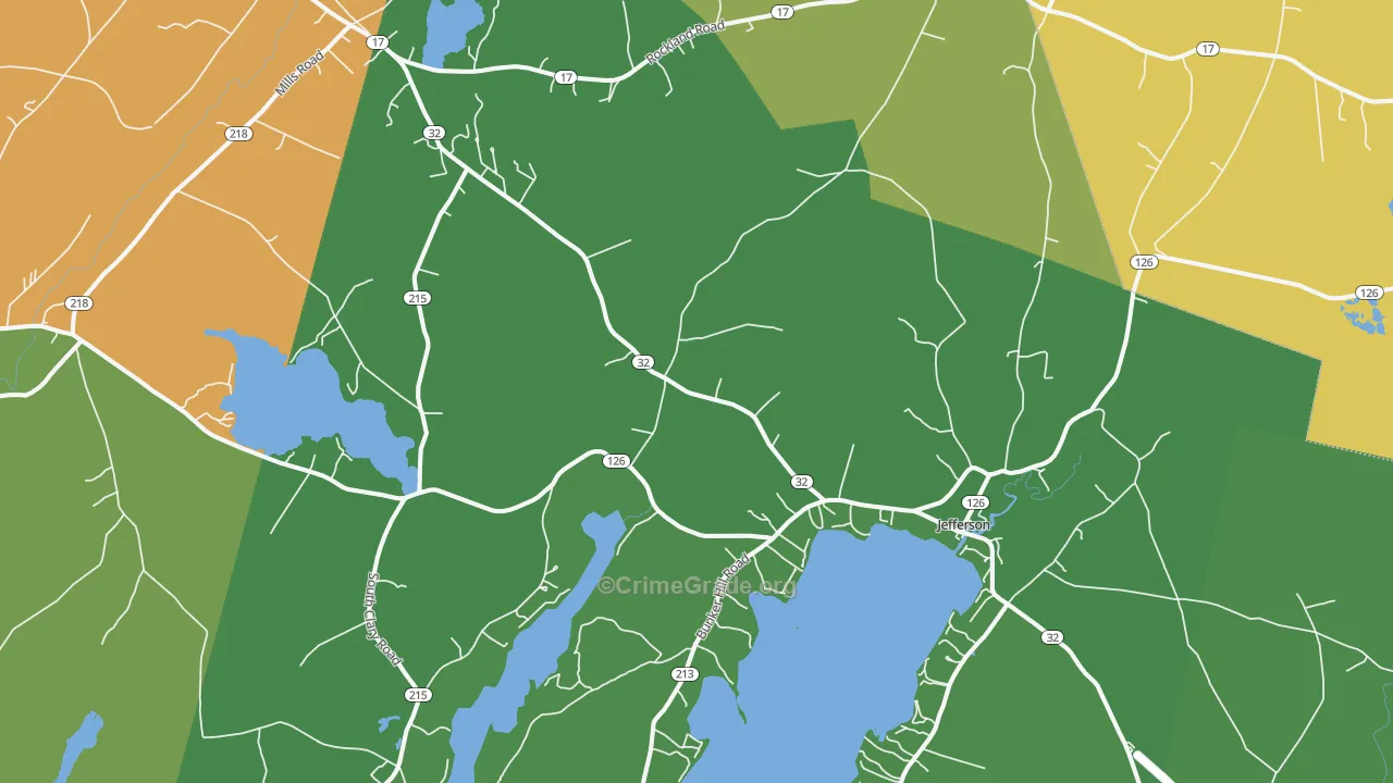 Jefferson, ME Map of Drug-Related Crime Rates