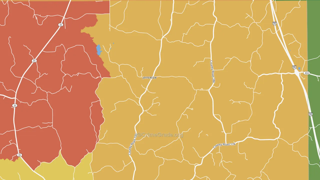 Jefferson, MS Map of Drug-Related Crime Rates