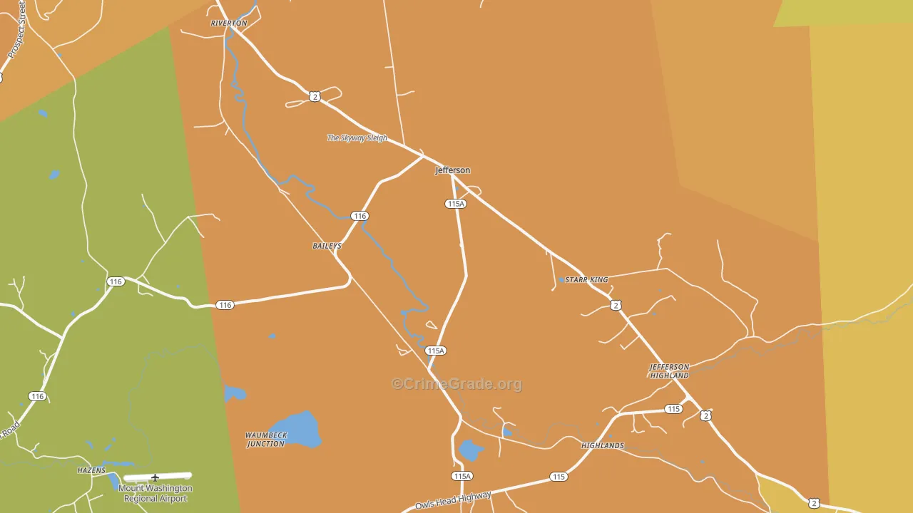 Jefferson, NH Map of Drug-Related Crime Rates