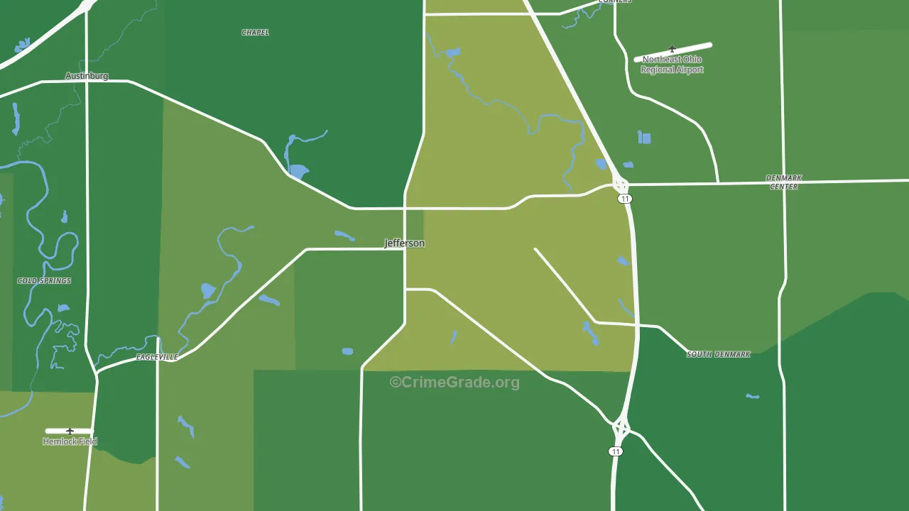 Jefferson, OH Map of Drug-Related Crime Rates