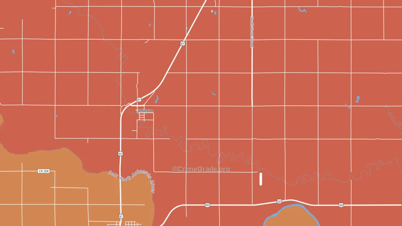 Jefferson, OK Map of Drug-Related Crime Rates