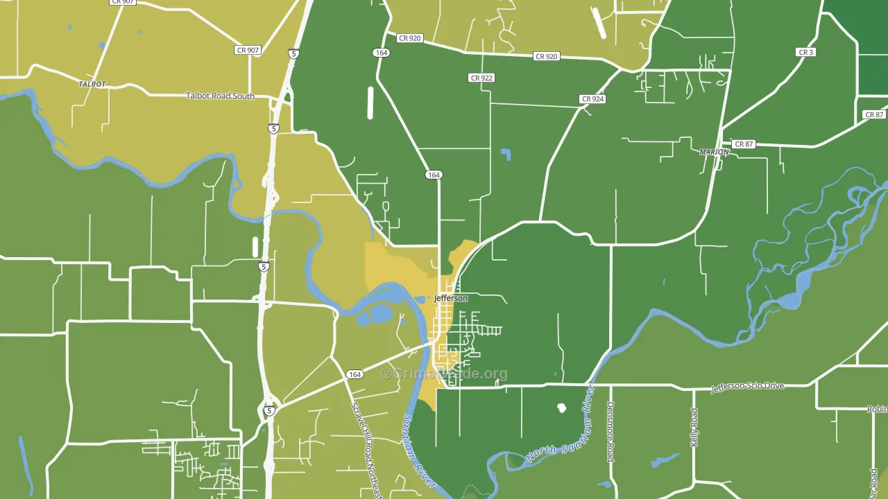 Jefferson, OR Map of Drug-Related Crime Rates